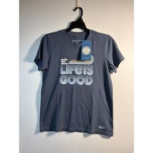 Life is Good Graphic Tee Womens Medium Blue NWT Hello Sunshine Crusher Shirt